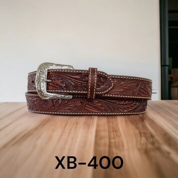 Twisted X Leaf Petal Carved Single Stitch Chestnut