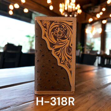 Ranger Belt Company Rodeo Wallet Ostrich Floral Tooled