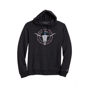 Tin Haul Circle Barbed Wire Skull Hoodie Heather Black