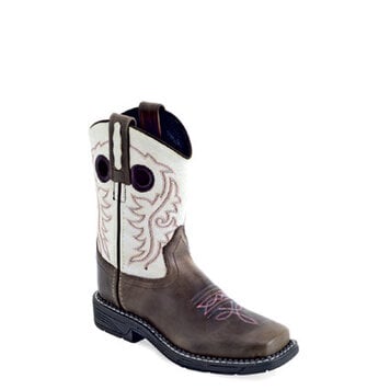 Old West Youth Cream With Pink Grey Stitching