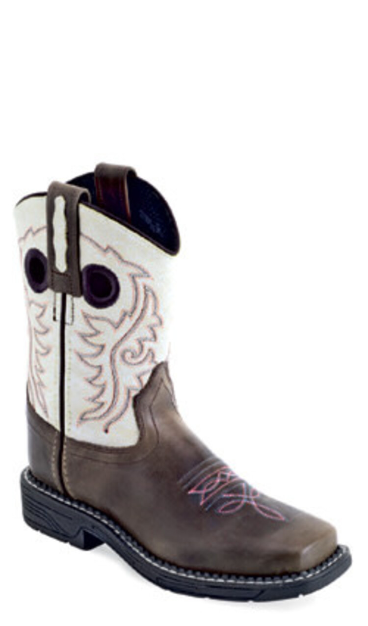 Old West Youth Cream With Pink Grey Stitching