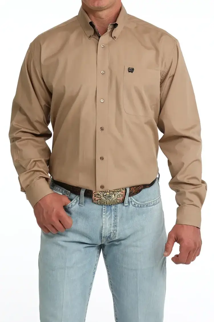 Cinch Button Down Solid Khaki