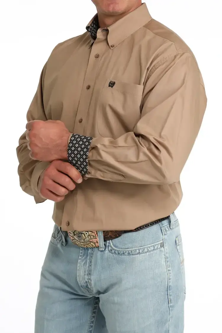 Cinch Button Down Solid Khaki