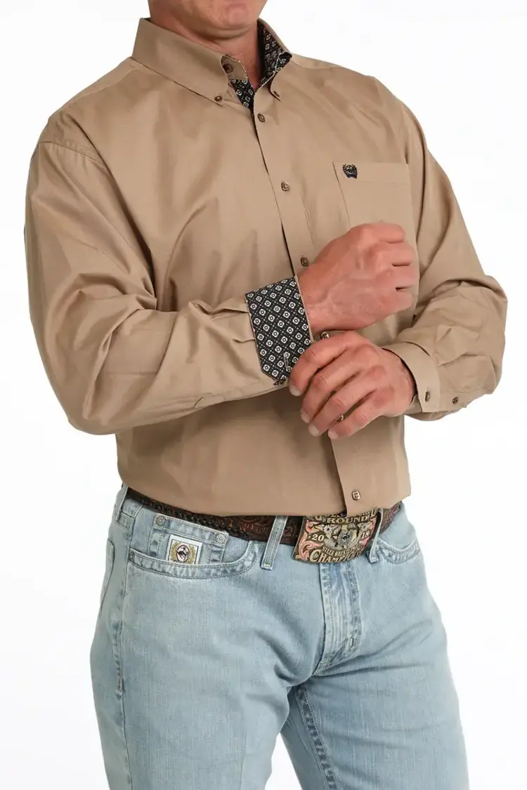 Cinch Button Down Solid Khaki