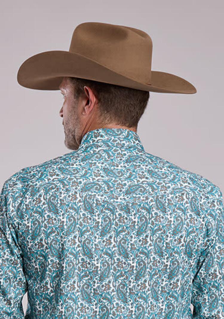 Roper Happy Trails Snap Blue Turquoise Paisley