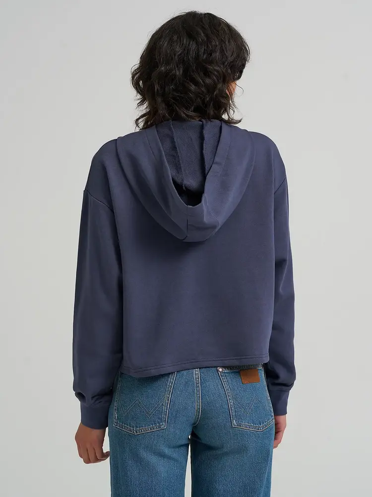 Wrangler Cowboy Crew Cropped Relaxed Hoodie Grey