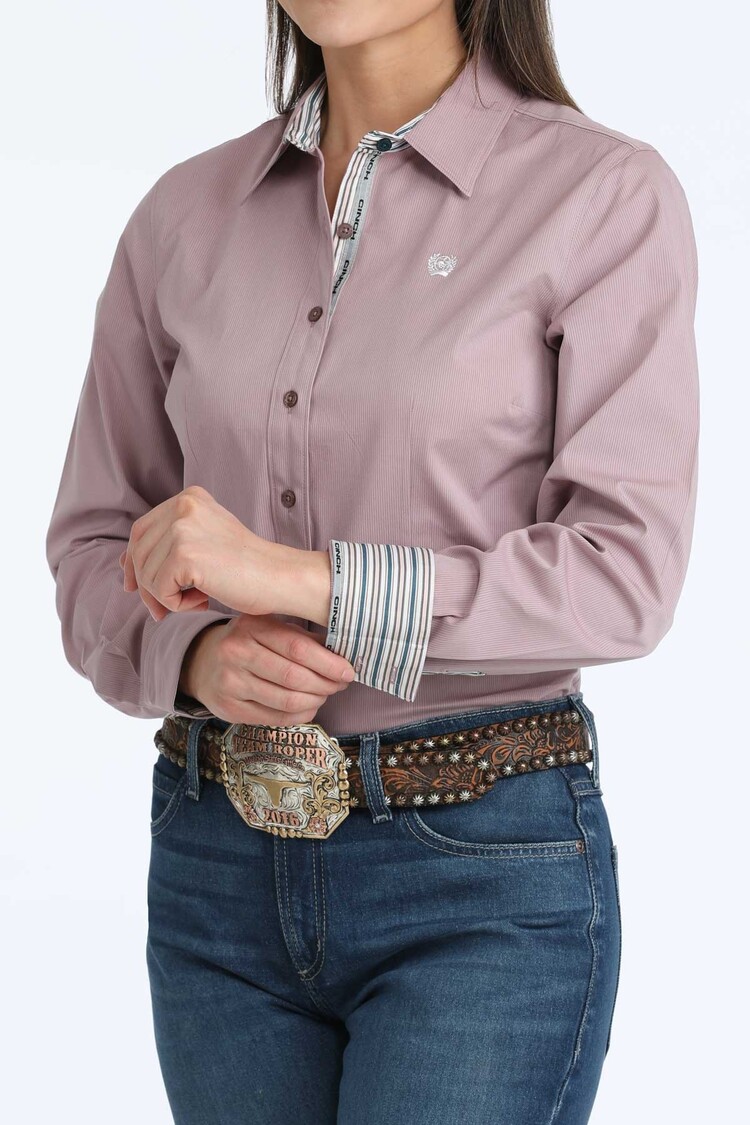 Cinch Button Down Pin Stripe Lilac