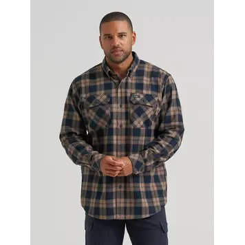 Wrangler RIGGS Flannel Foreman Plaid Work Shirt Blueprint