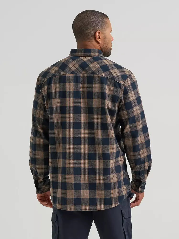 Wrangler RIGGS Flannel Foreman Plaid Work Shirt Blueprint