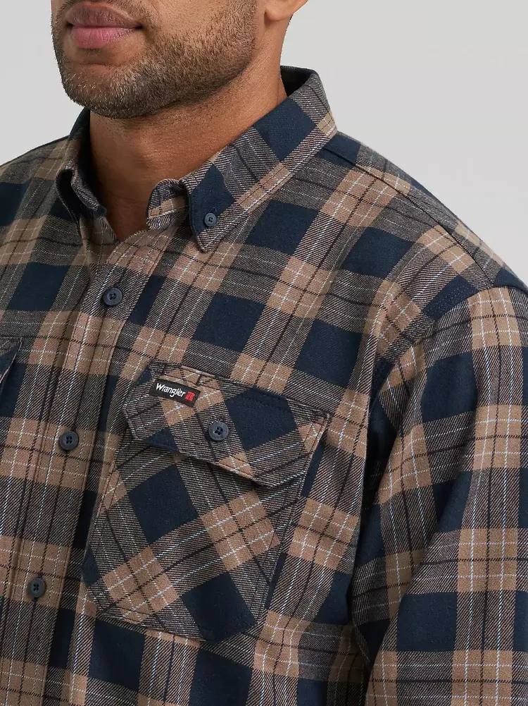 Wrangler RIGGS Flannel Foreman Plaid Work Shirt Blueprint
