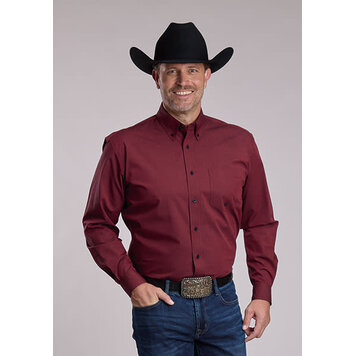 Roper One Pocket Button Down Black Fill Red