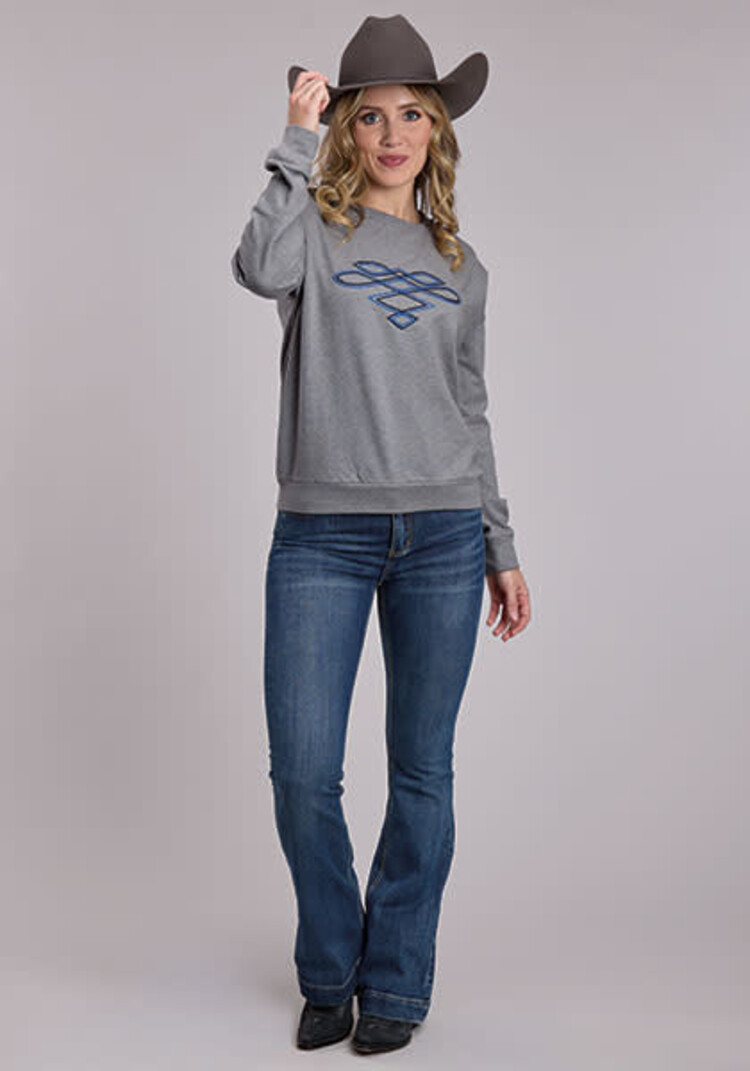 Roper Navy Boot Stitch Sweat Shirt Heather Grey