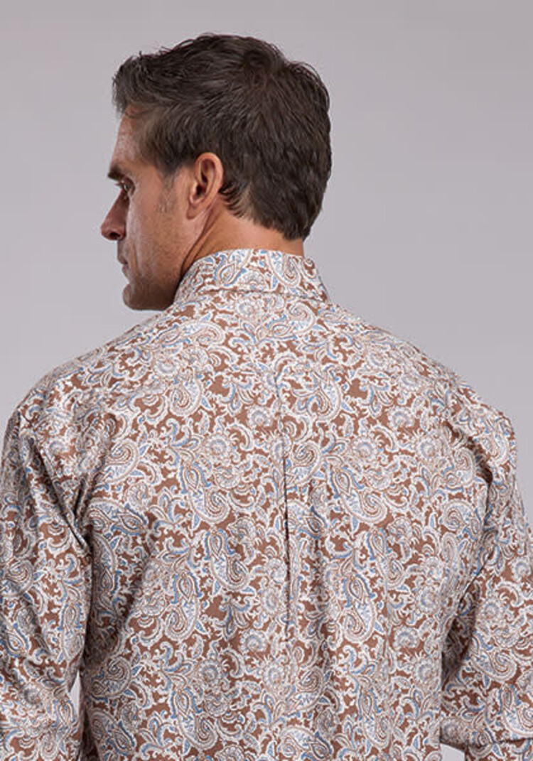 Stetson Open Pocket Button Down Saddle Paisley Brown
