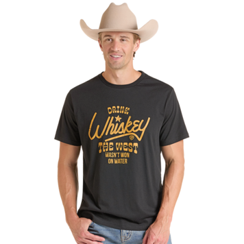 Rock & Roll Denim Whiskey Graphic Tee Black