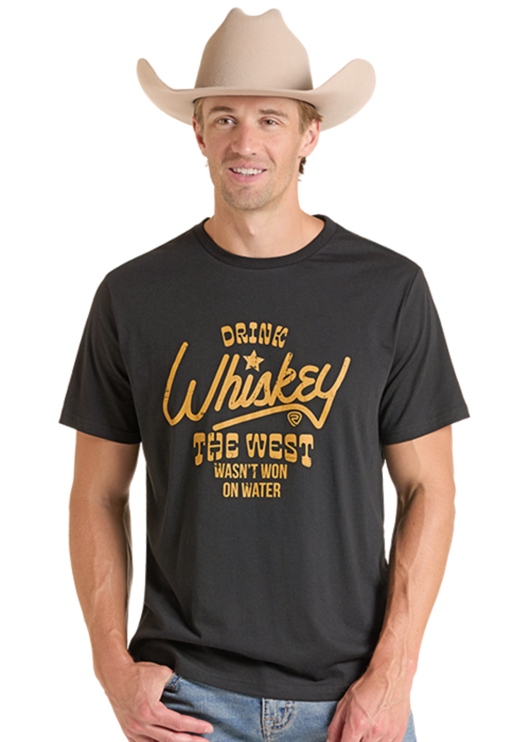 Rock & Roll Denim Whiskey Graphic Tee Black