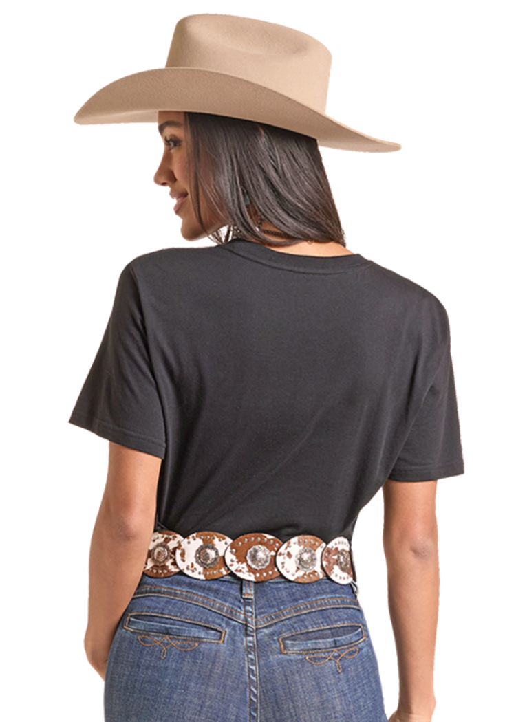 Rock & Roll Denim Whiskey Graphic Tee Black