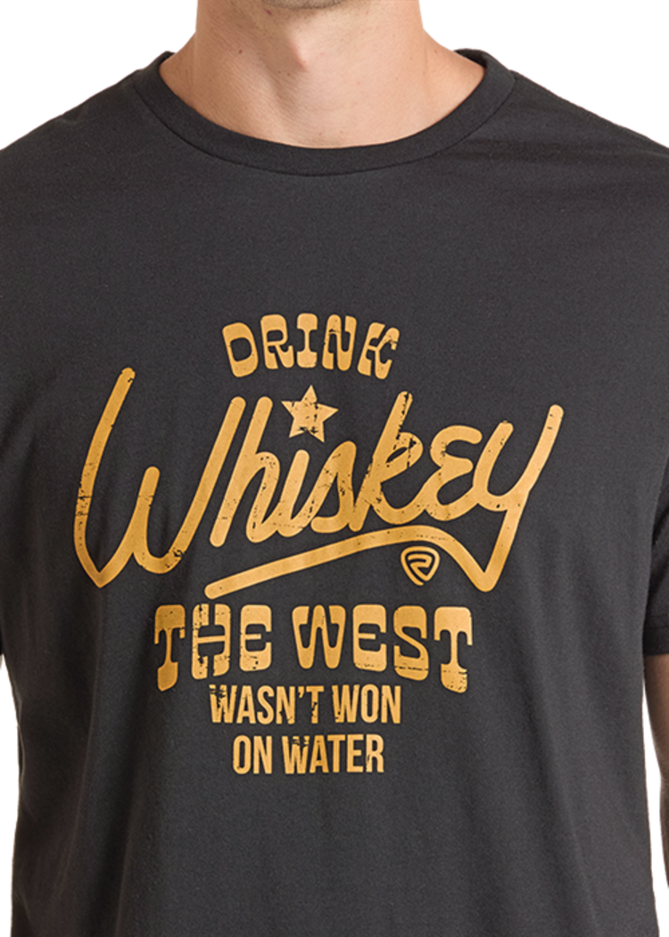 Rock & Roll Denim Whiskey Graphic Tee Black