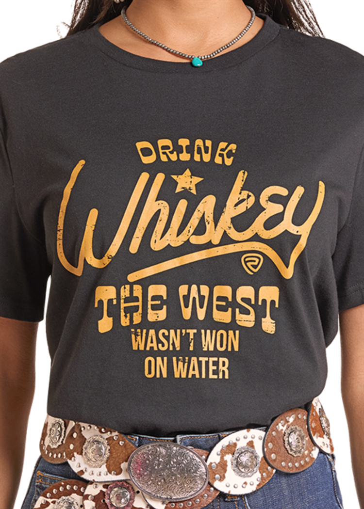 Rock & Roll Denim Whiskey Graphic Tee Black