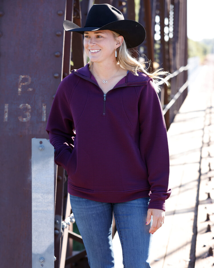 Cinch 1/2 Zip Ribbed Pullover Purple