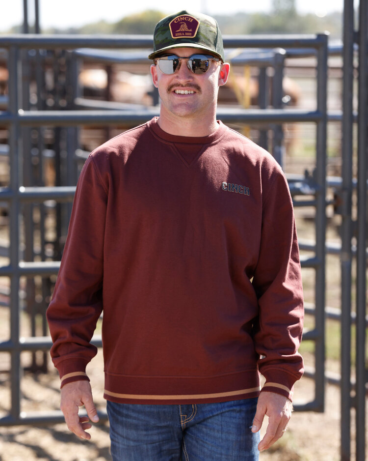 Cinch Vintage Varsity Sweater Burgundy