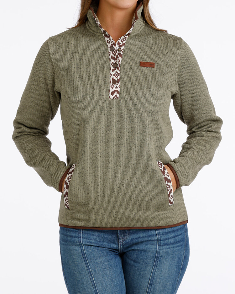 Cinch Fleece Pullover Olive