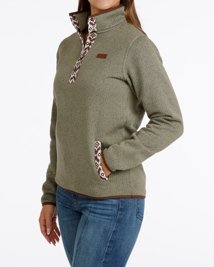 Cinch Fleece Pullover Olive