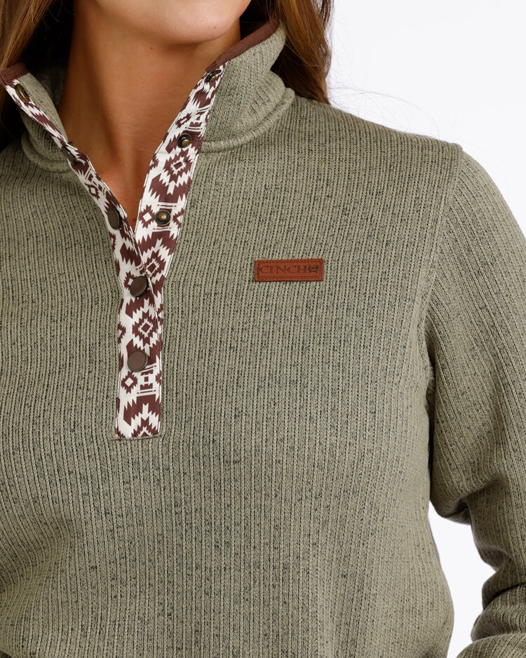 Cinch Fleece Pullover Olive