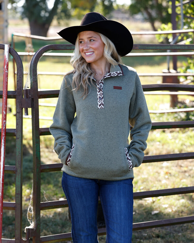 Cinch Fleece Pullover Olive