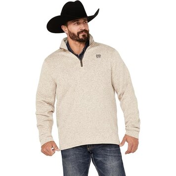 Cinch 1/4 Zip Poly Knit Pullover Stone