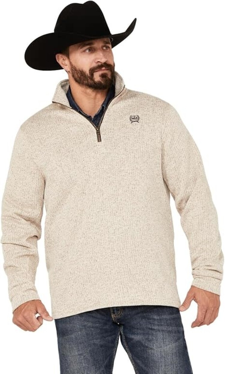 Cinch 1/4 Zip Poly Knit Pullover Stone