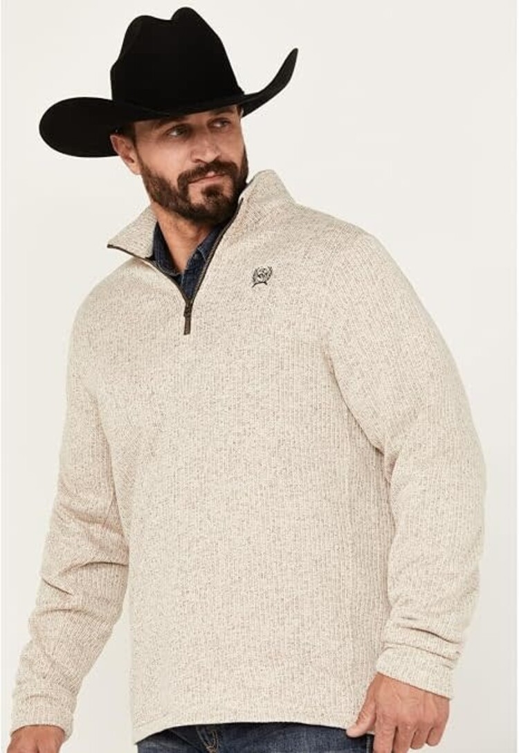 Cinch 1/4 Zip Poly Knit Pullover Stone