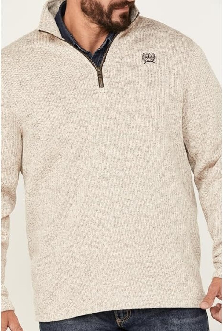 Cinch 1/4 Zip Poly Knit Pullover Stone
