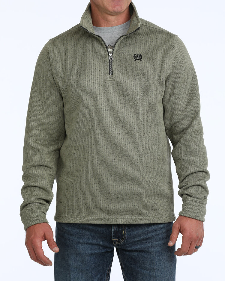 Cinch 1/4 Zip Poly Knit Pullover Olive