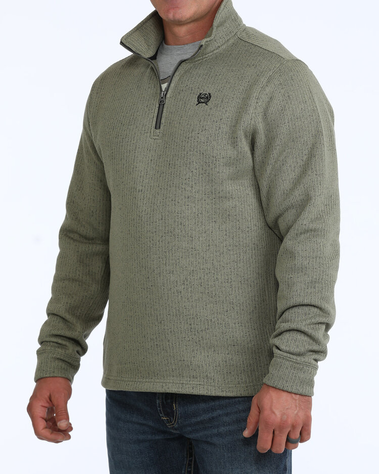 Cinch 1/4 Zip Poly Knit Pullover Olive