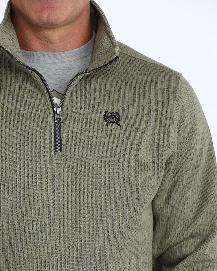 Cinch 1/4 Zip Poly Knit Pullover Olive