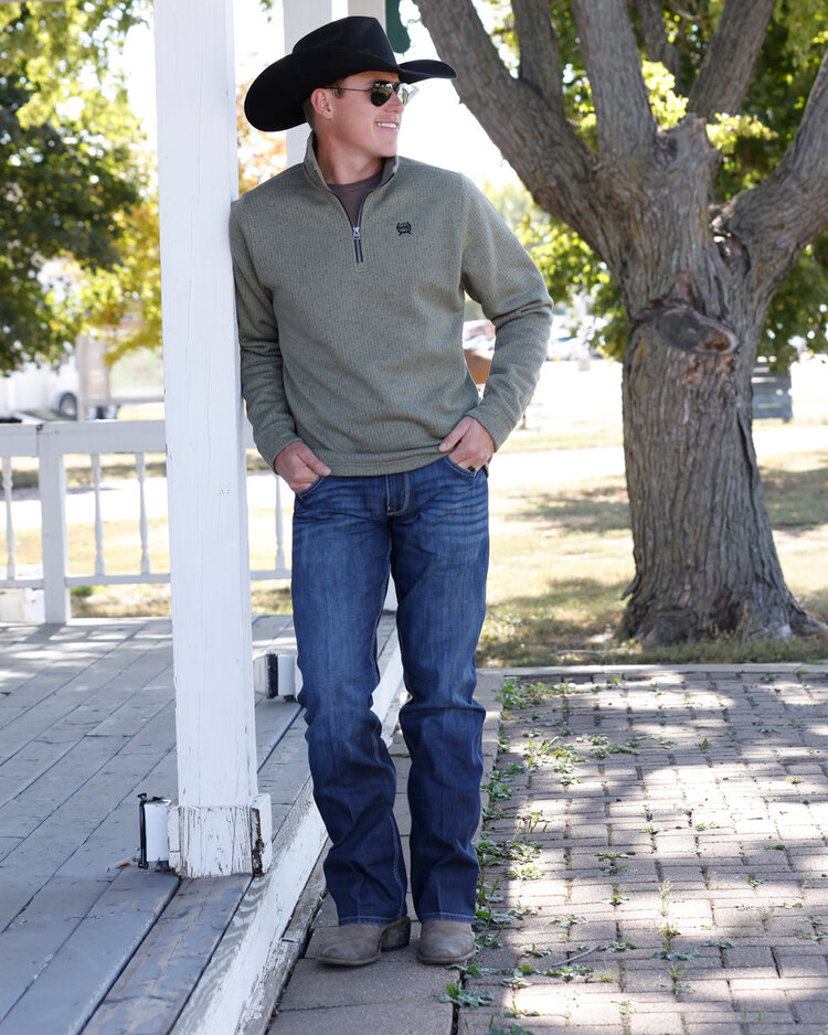 Cinch 1/4 Zip Poly Knit Pullover Olive