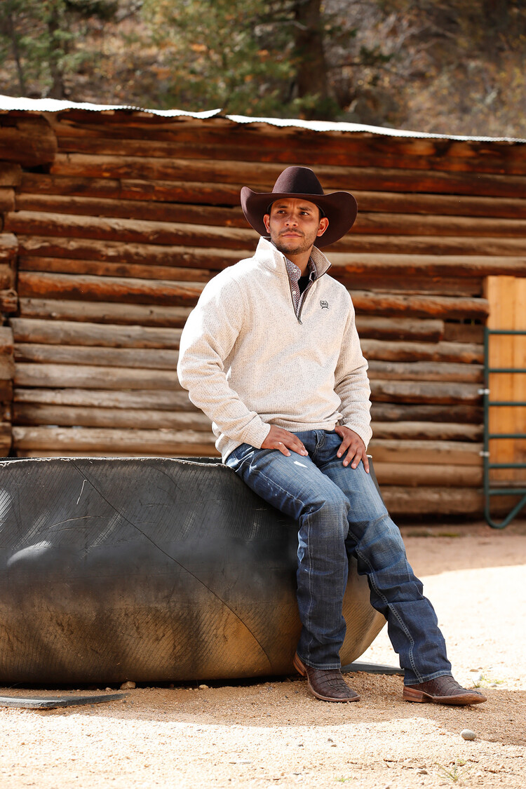 Cinch 1/4 Zip Poly Knit Pullover Stone