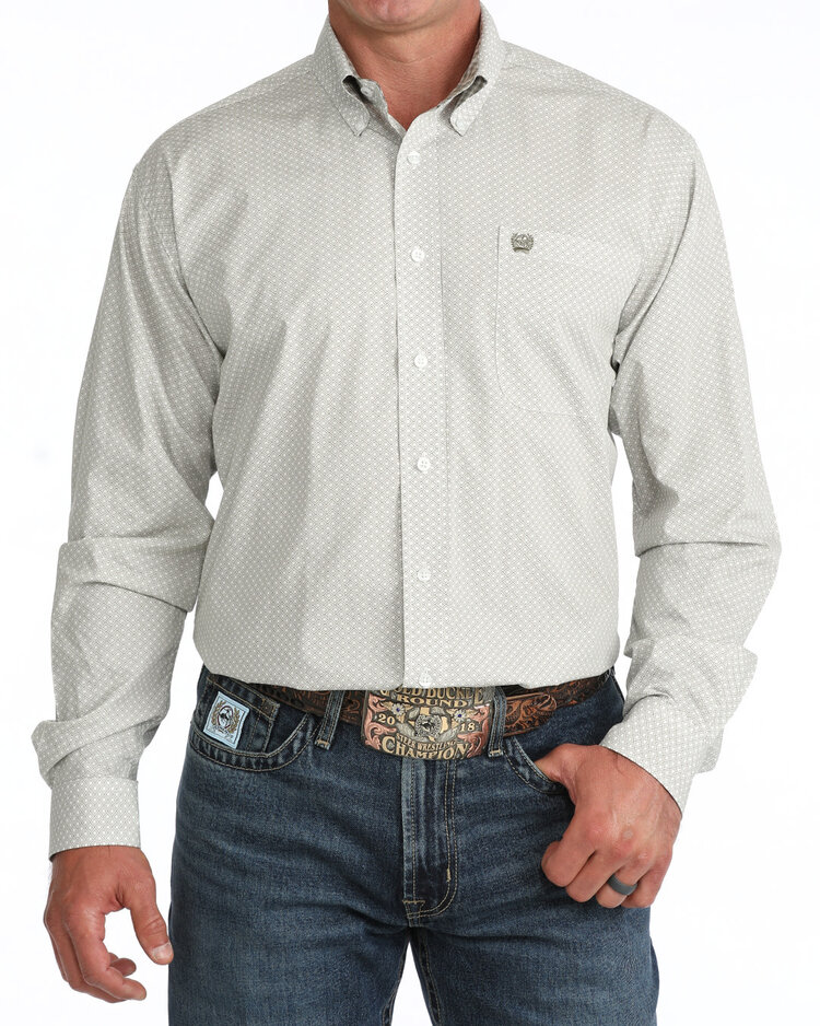 Cinch Quilted Diamond Print Button Down Olive