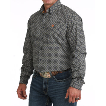 Cinch Floral Medallion Print Button Down Navy