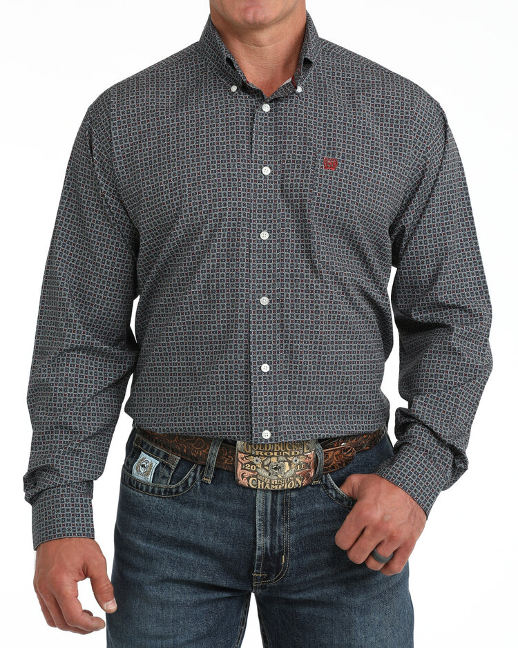 Cinch Arenaflex Square Print Blue Maroon