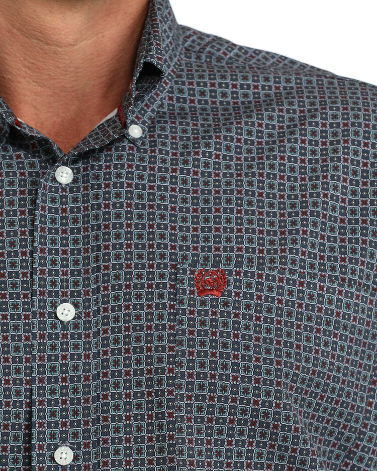 Cinch Arenaflex Square Print Blue Maroon