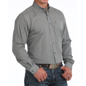 Cinch Modern Fit Triangle Print Button Down Blue