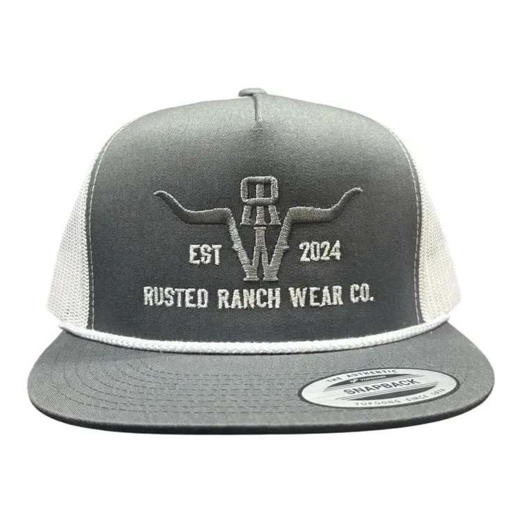 Rusted Ranch Wear Homestead RRW Flat Cap Charcoal White