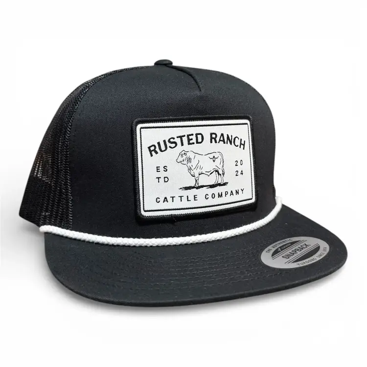 Rusted Ranch Wear Stockyard 2.0 Cap Black White Rope