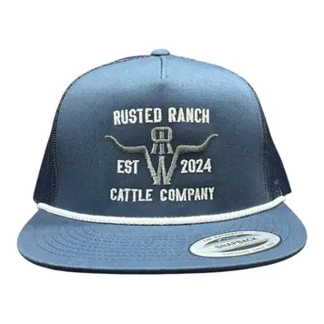 Rusted Ranch Wear Homestead Cattle Co Cap Navy White Rope