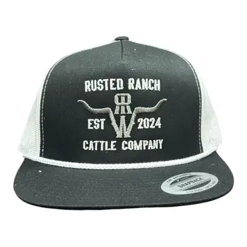 Rusted Ranch Wear Homestead Cattle Co Cap Black White Silver