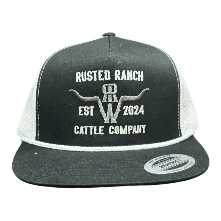 Rusted Ranch Wear Homestead Cattle Co Cap Black White Silver