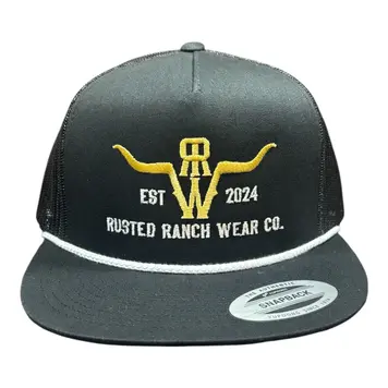 Rusted Ranch Wear Homestead Cattle Co Cap Black Gold White Rope