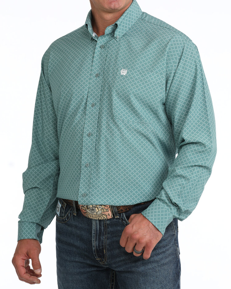 Cinch Arenaflex Geometric Print Muted Blue Green