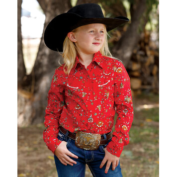 Cruel Denim Red Vintage Floral Snap